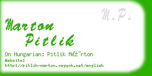 marton pitlik business card